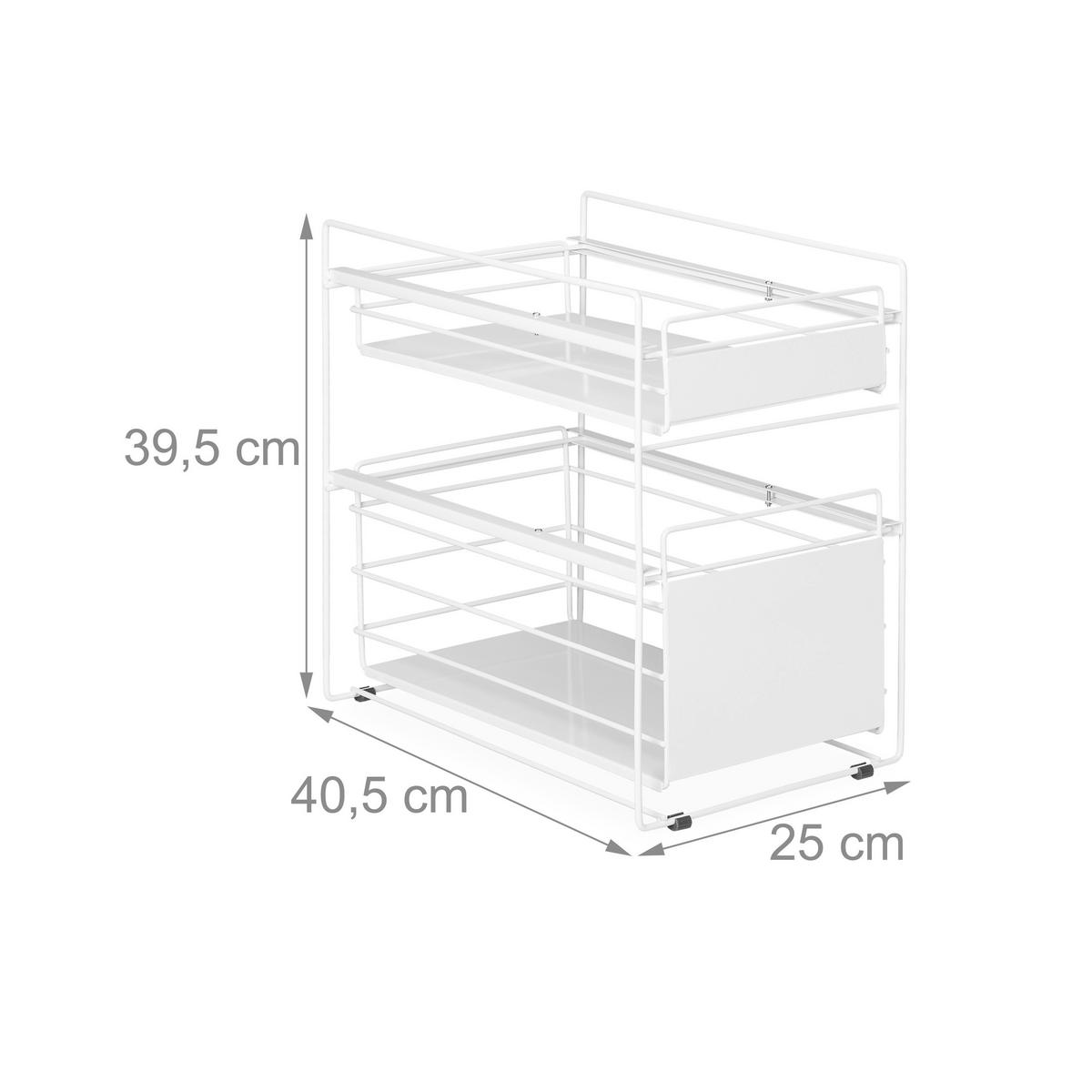 SCHUBLADENREGAL - Weiß, Metall (25/39.5/40.5cm) - Relaxdays