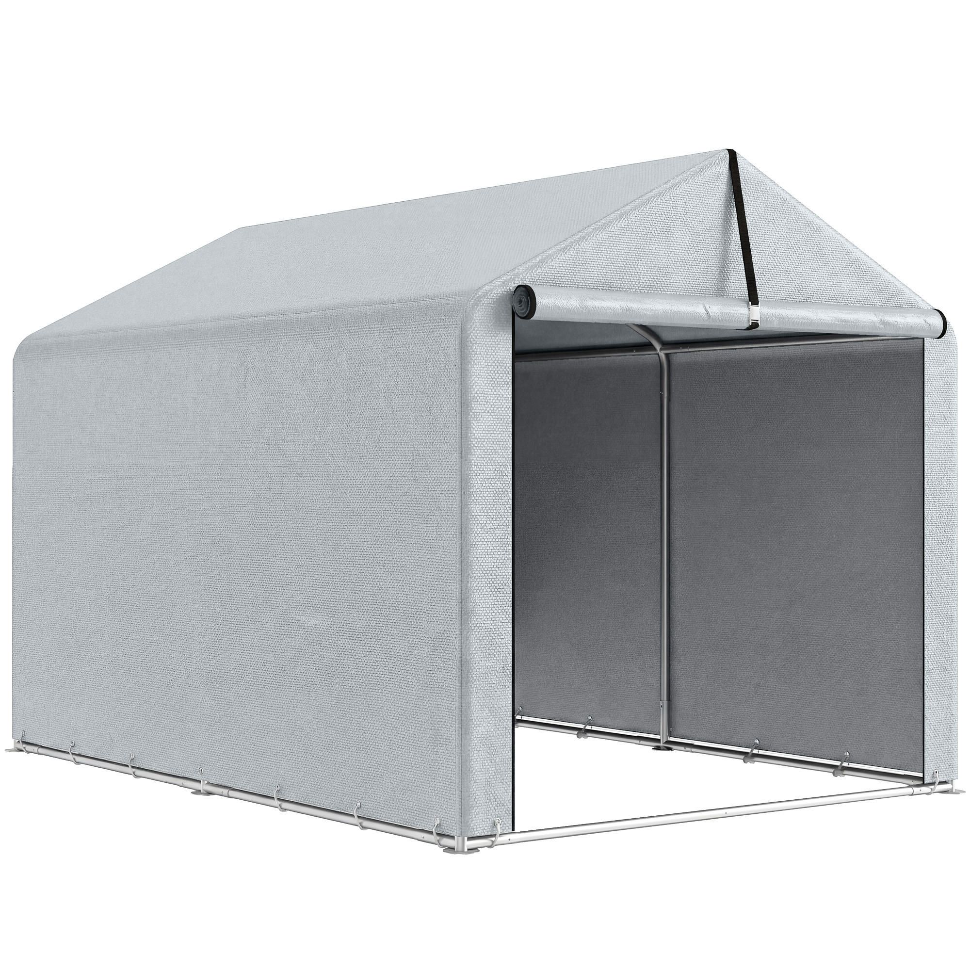 GARAGENZELT PE Galvanisierter Stahl Hellgrau - Hellgrau, Kunststoff (162/163/221.5cm) - Outsunny