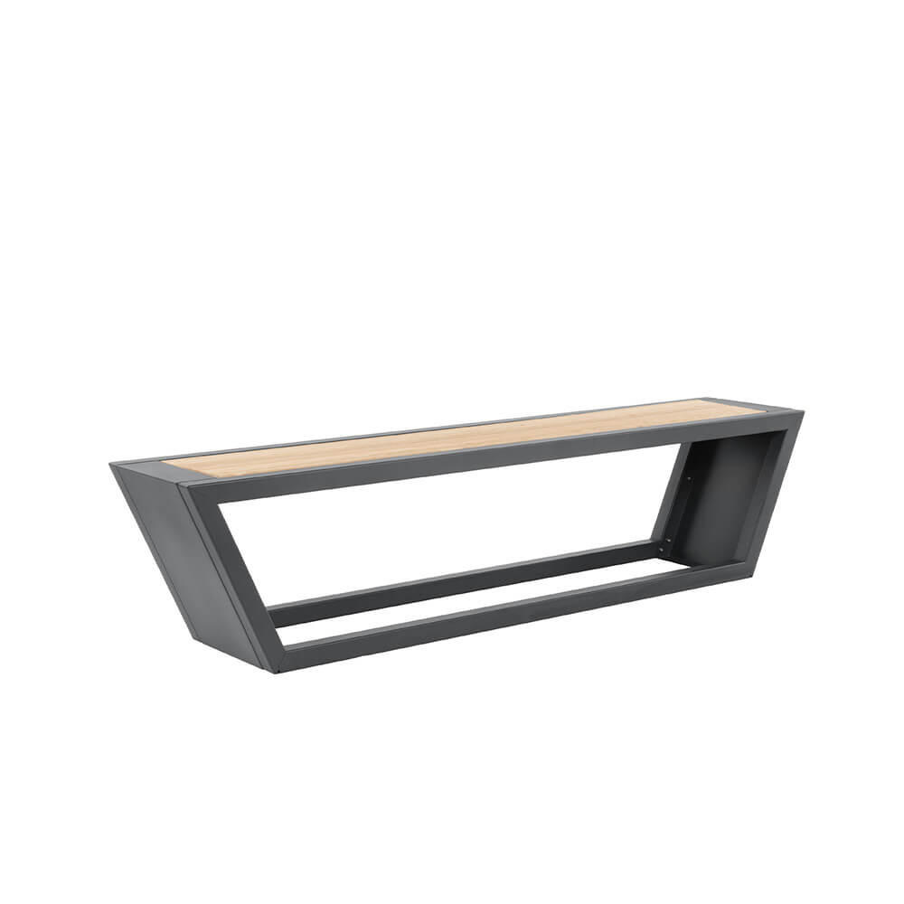 SITZGARNITUR KOBON - Farbe: Anthrazit, Ausführung: 1 x Bank - Anthrazit/Braun, Holz/Metall (194.5/40/46cm) - Home Deluxe