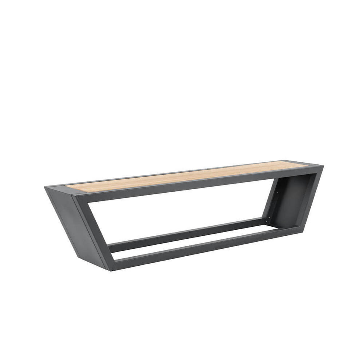 SITZGARNITUR KOBON - Farbe: Anthrazit, Ausführung: 2 x Bank + 1 x Tisch - Anthrazit/Braun, Holz/Metall - Home Deluxe