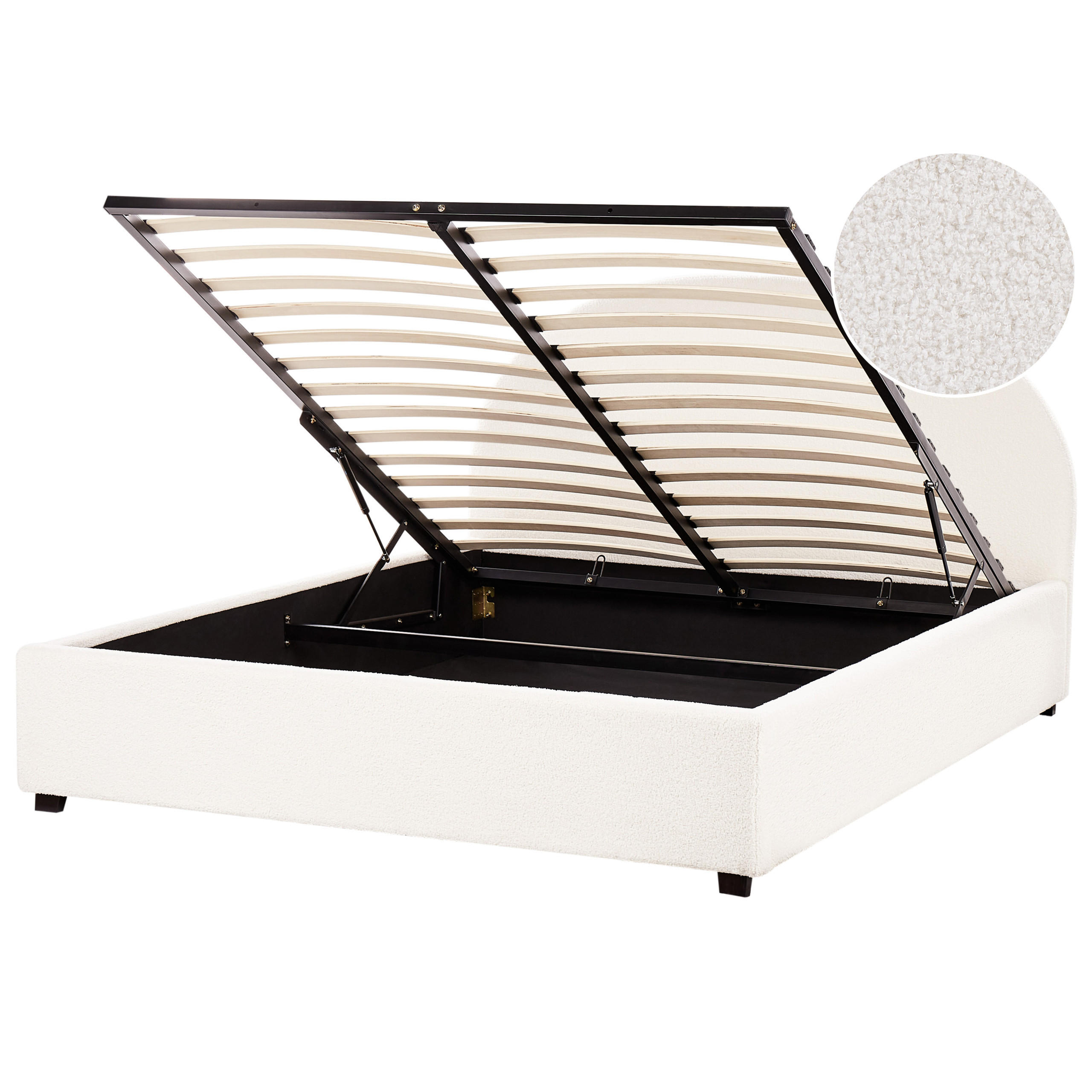 BETT mit Stauraum 160/200 cm Cremeweiß Vaucluse - Weiß, Textil (160/200cm) - Beliani