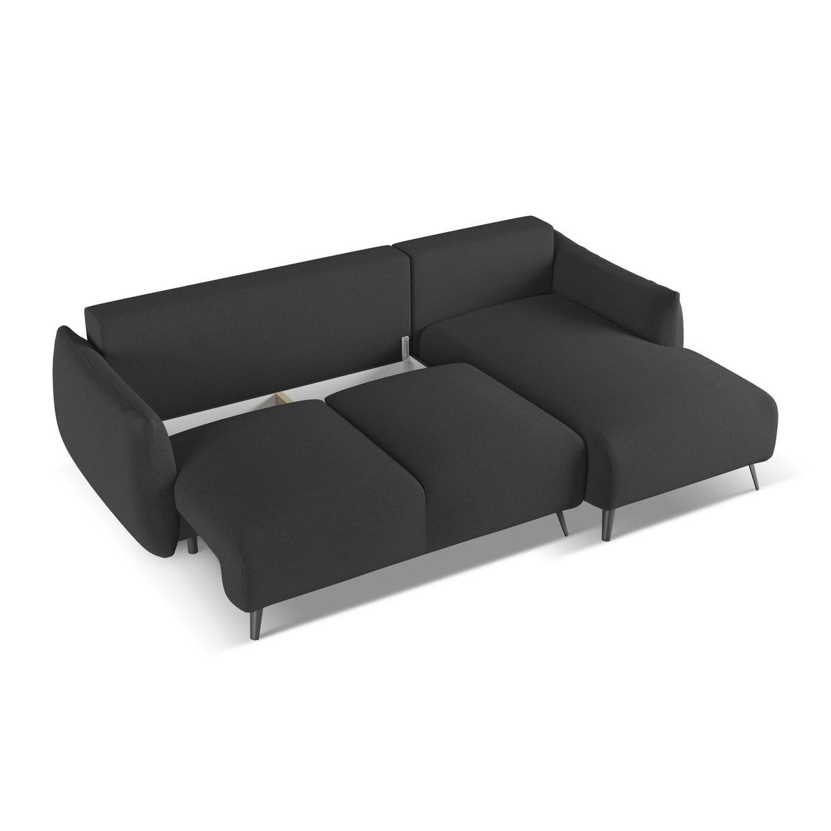 ECKSOFA mit Schlaffunktion Chenille Stoff Schwarz - Anthrazit/Schwarz, Textil/Metall (242/162cm) - LaMiaSofa