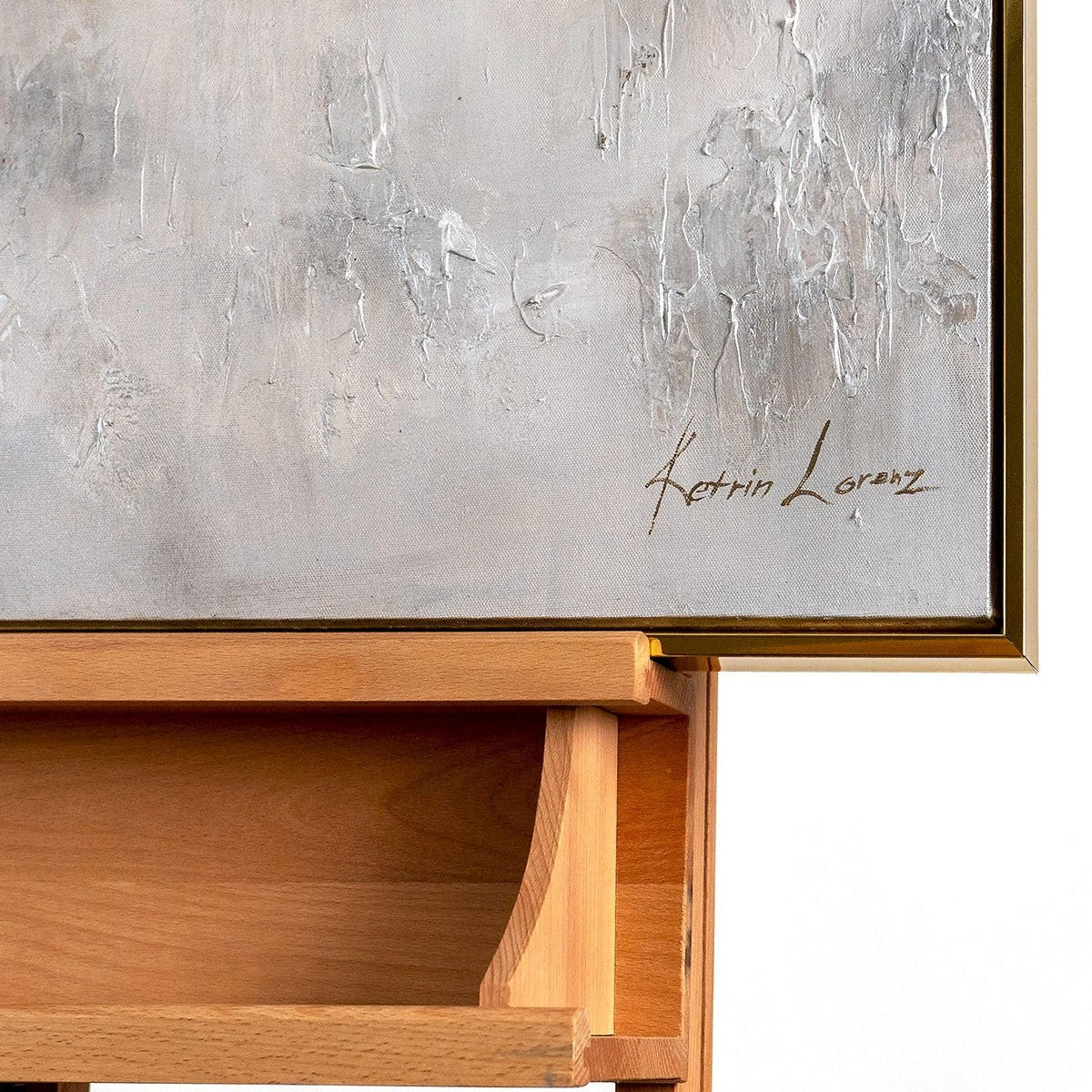 GEMÄLDE Heller Horizont Schattenfugenrahmen Gold 140x100 cm - Goldfarben, Holz (140/100cm) - YS-art gallery