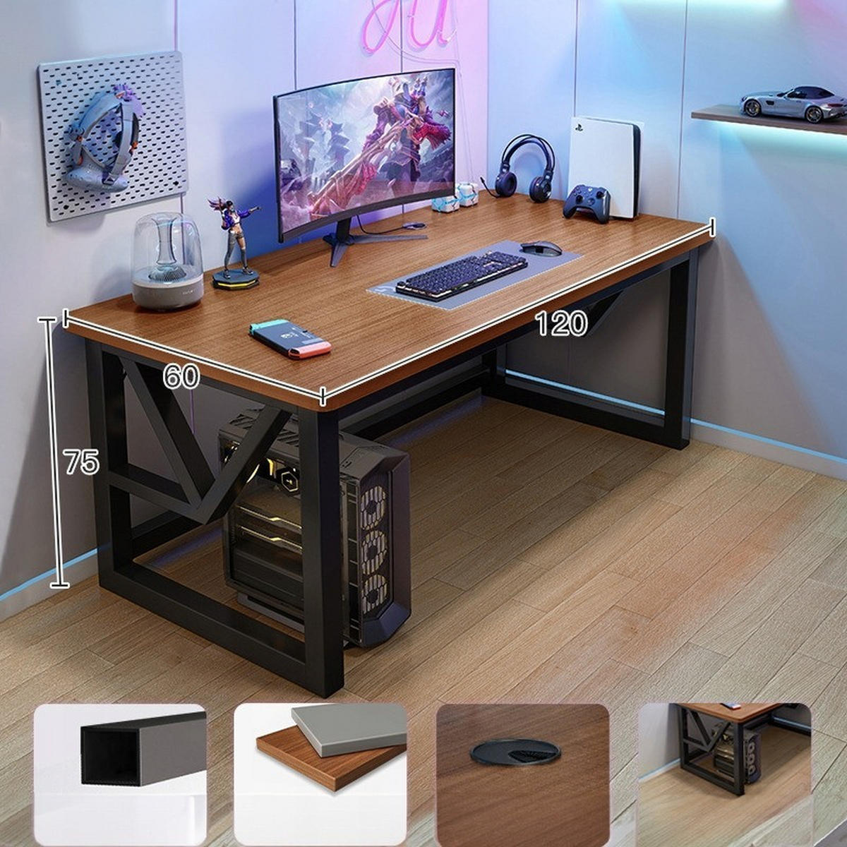 COMPUTERTISCH, braun, 120/60/75cm - Braun, Holzwerkstoff (60/120/75cm)