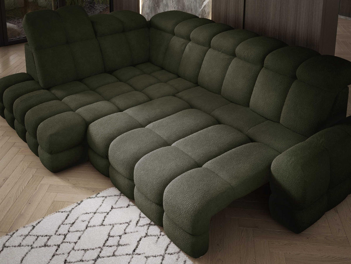 ECKSOFA TOLLO Anthology-stoff L-form 302x217x105 cm grün - Waldgrün, Holz/Textil (302/217cm) - DomoHome