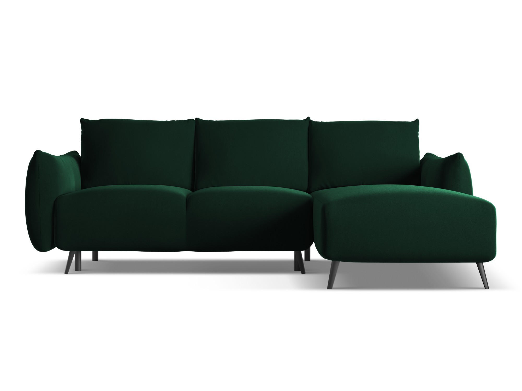 ECKSOFA mit Schlaffunktion Samt Stoff Grün - Dunkelgrün/Schwarz, Textil/Metall (242/162cm) - Makamii