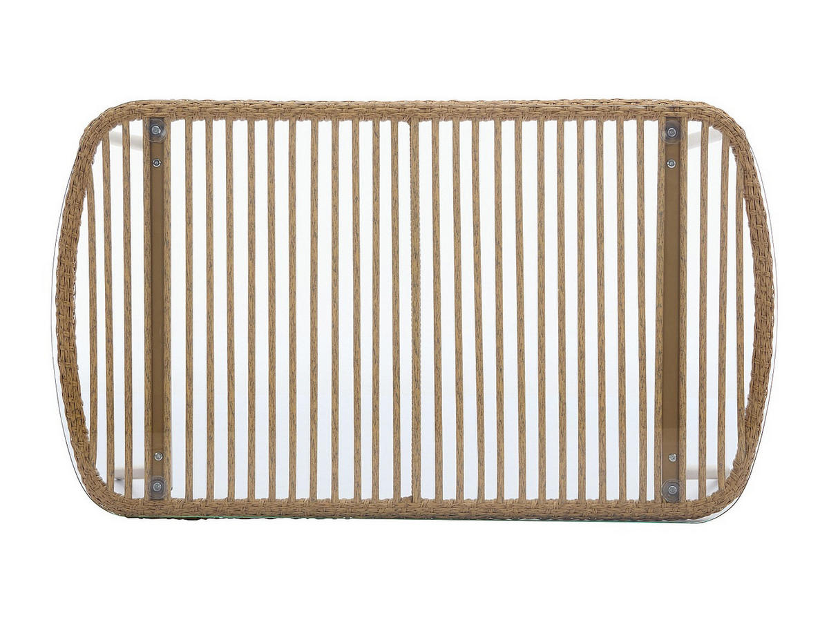 GARTENBEISTELLTISCH - 111 cm x 63 cm - Harz, Glas - Naturfarben Hell LOUSINI - Naturfarben, Glas (63/111/39.5cm) - Vente-Unique