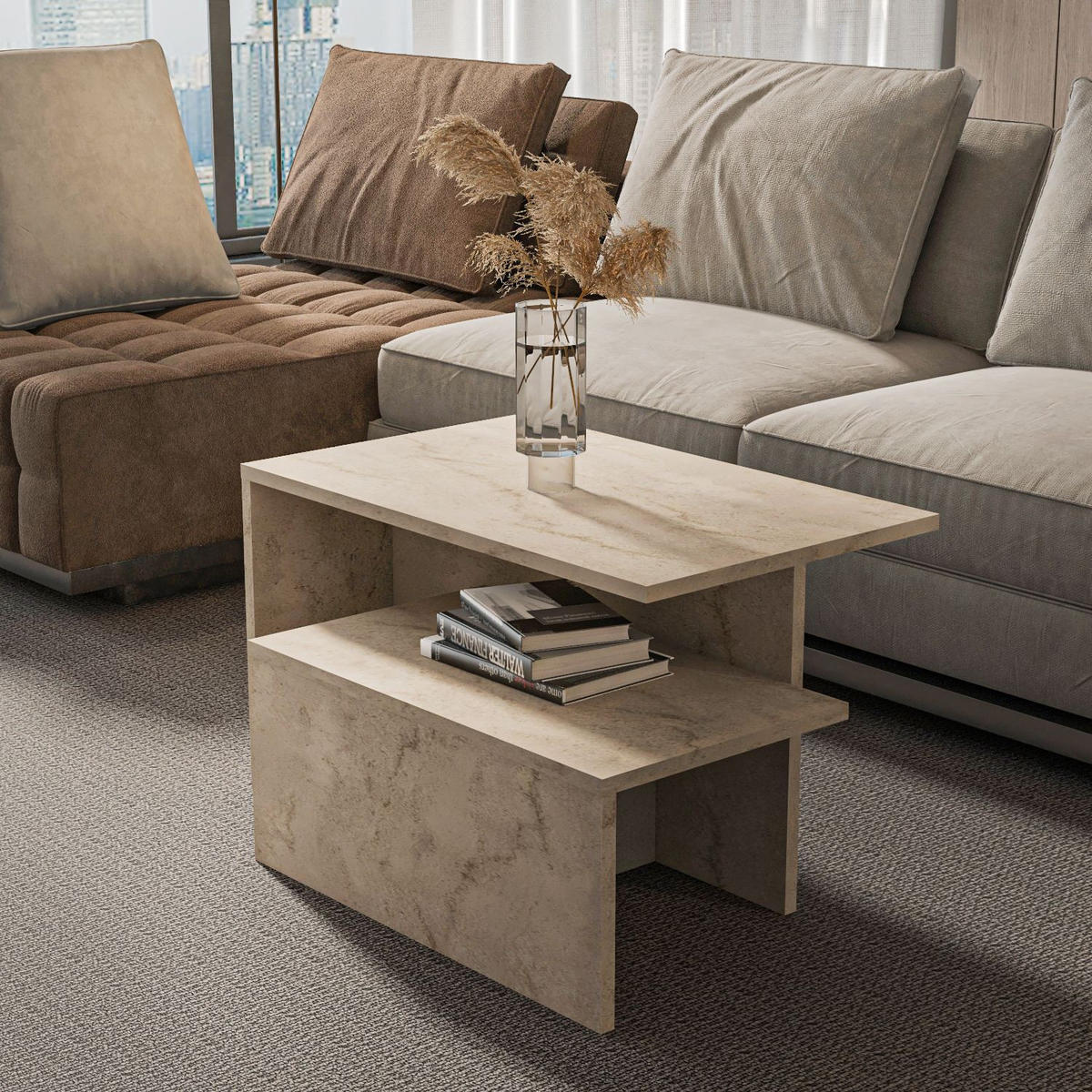 COUCHTISCH twins beige - Beige, Holz (72/45/42cm) - Habitat Garten