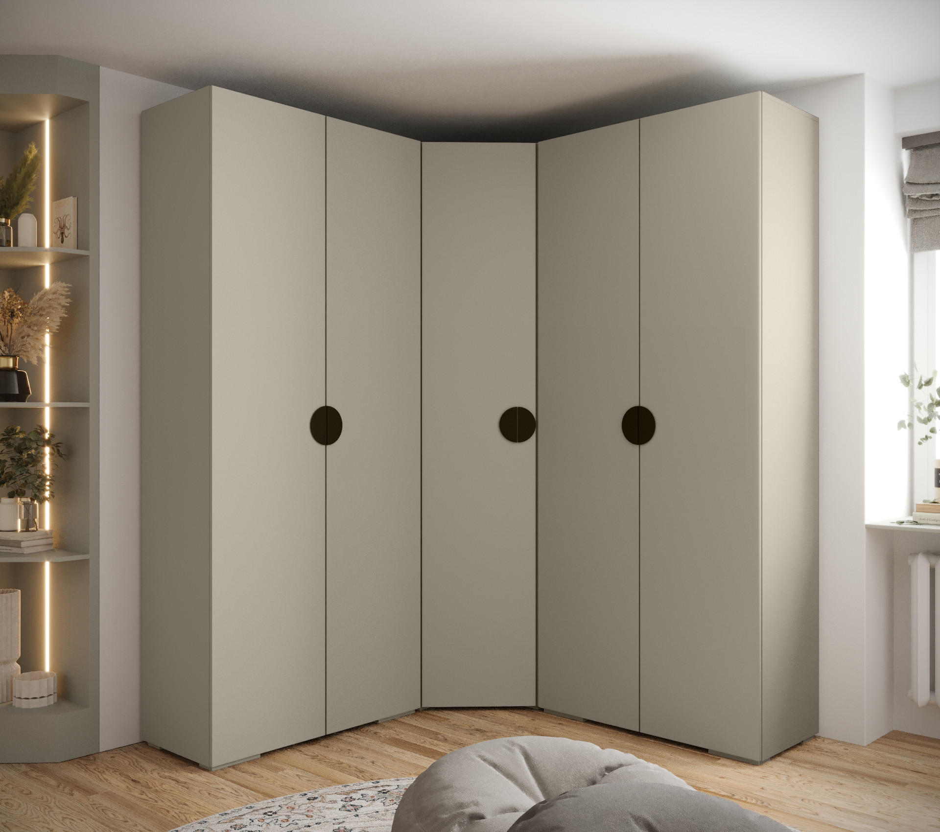 GARDEROBEN-SET 236,7/181,7/47 - Kaschmir/Schwarz, Holz/Kunststoff (181.7/236.7/47cm) - Abiks Möbel