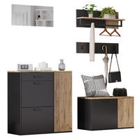 SCHUHSCHRANK 85/85/36 cm Natur/Schwarz aus Holzwerkstoff mit Schuhbank 5er Set - Naturfarben, Holzwerkstoff (85/85/36cm) - OKMYHOME