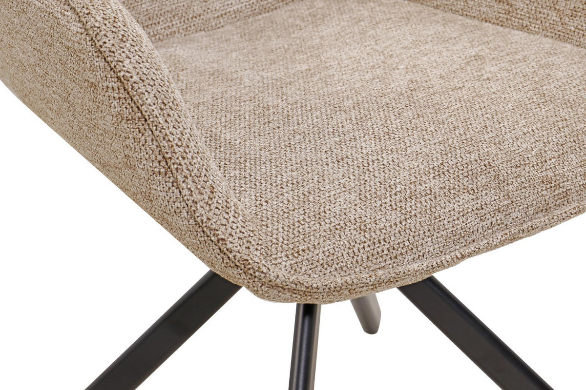 DININGSESSEL San Carlo - drehbar - hellbraun - Hellbraun/Hellgrau, Textil/Metall (57/87/68cm) - bene living