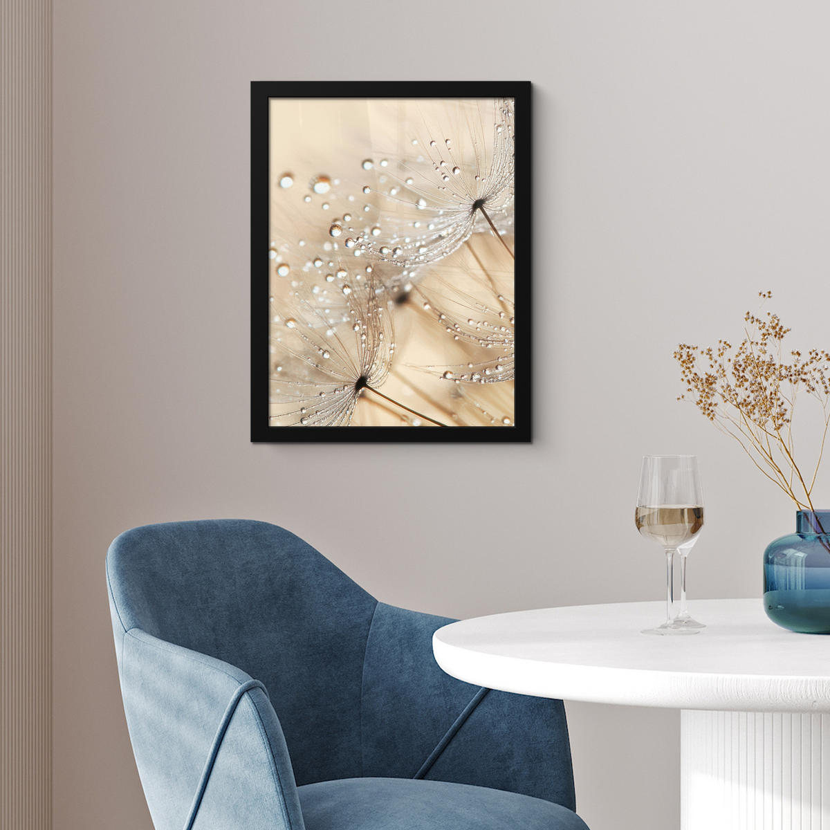 GERAHMTES BILD Löwenzahn - Abstrakt - Natur - Beige 30x40 cm - Braun, Papier (30/40cm) - MuchoWow