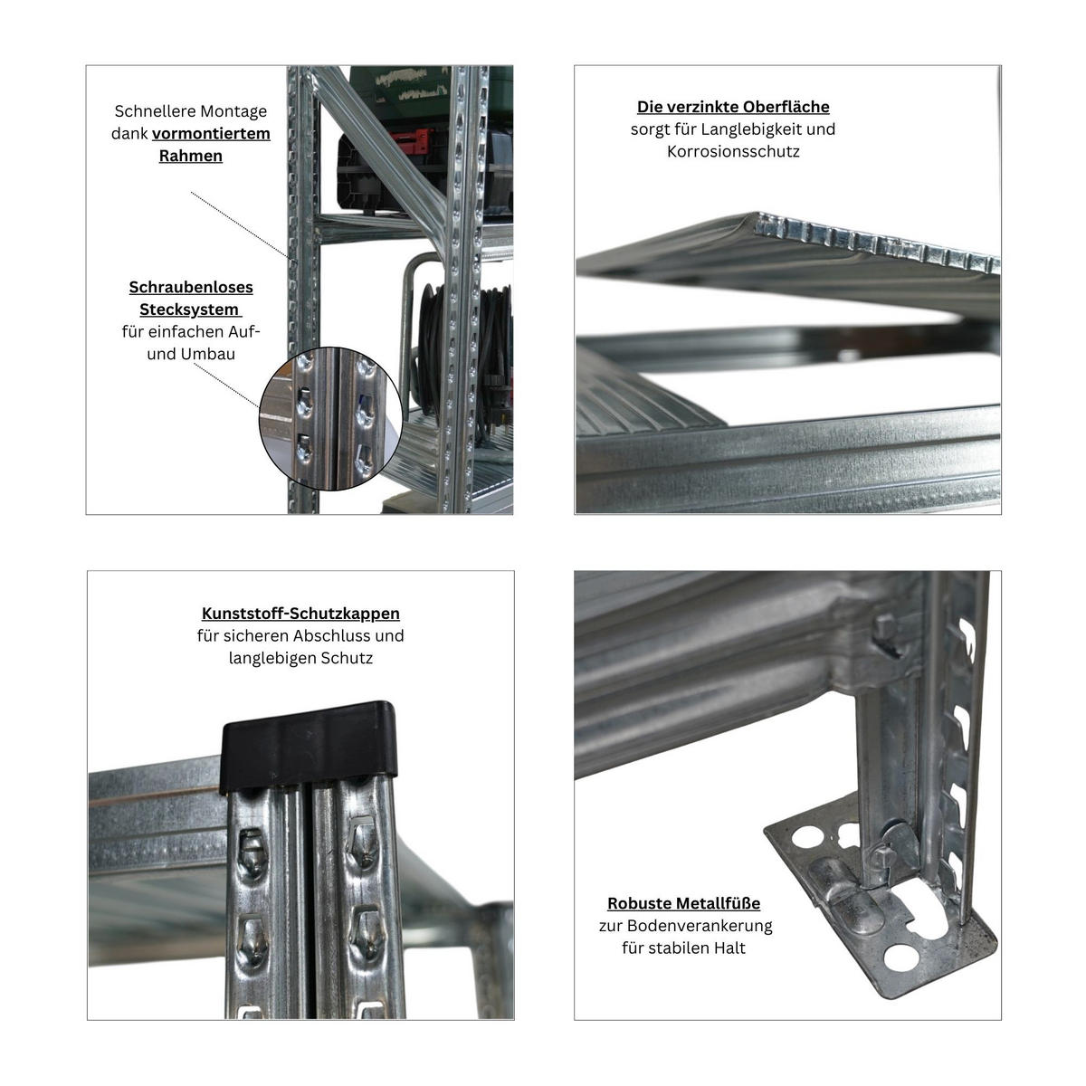 FACHBODENREGAL Proximo 200x120x60cm 5 Ebenen Fachlast 200 kg Beidseitig nutzbar Verzinkt - Silberfarben, Metall (120/200/60cm) - PROREGAL