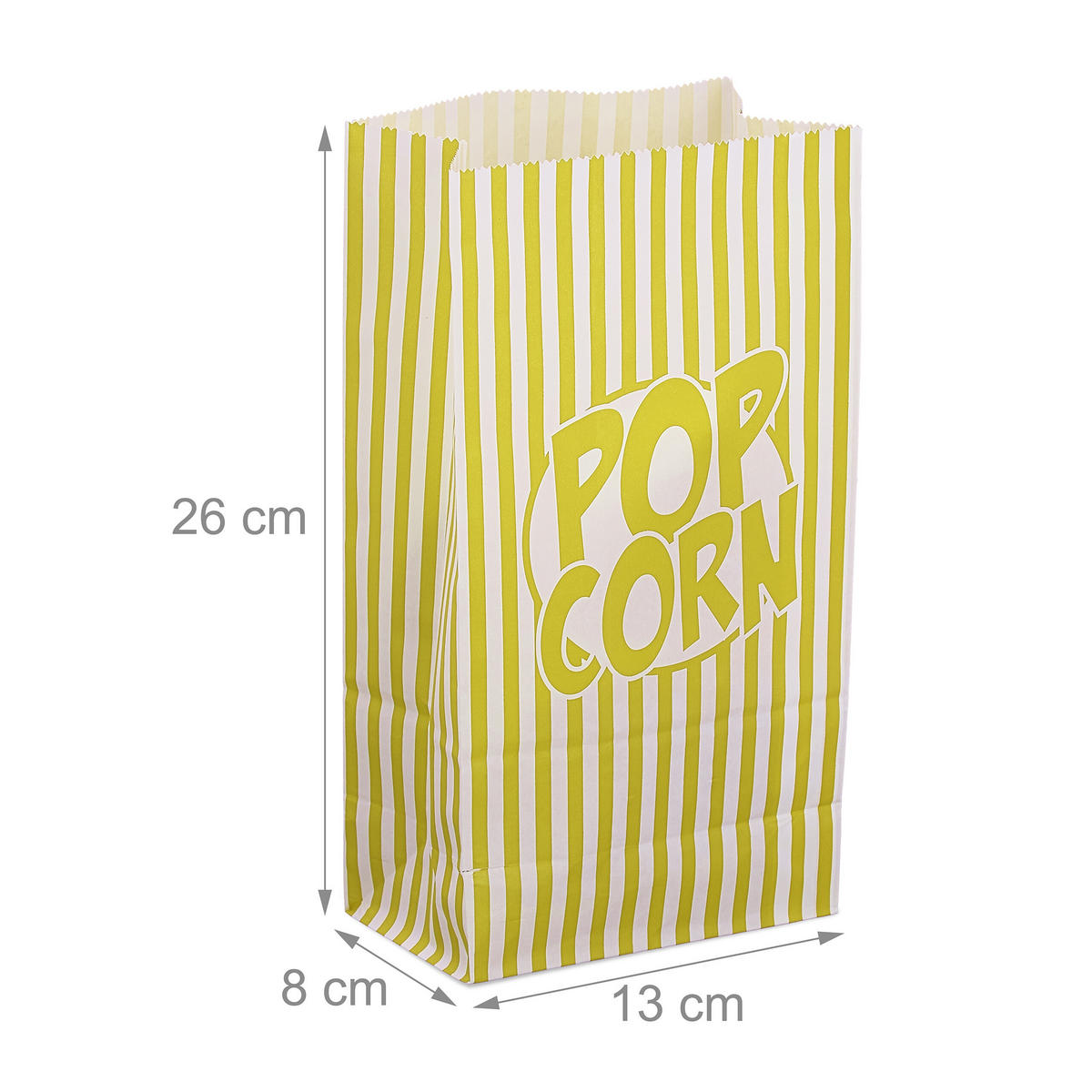 144XPOPCORNTÜTEN - Dunkelgelb, Papier (13/26/8cm) - Relaxdays