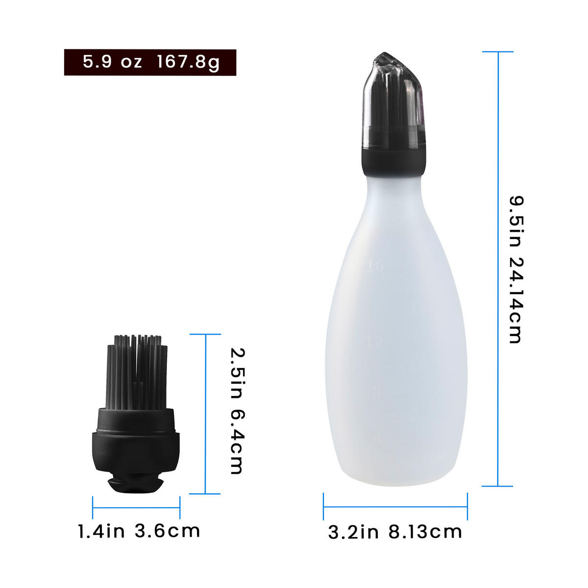 BRATENSPRITZE,SILIKON-BACKPINSEL Baste Easy, Schwarz, inkl. Saucenflasche, hitzebeständig - Schwarz, Kunststoff (8.13/24.14/8.13cm) - Gourmet Easy