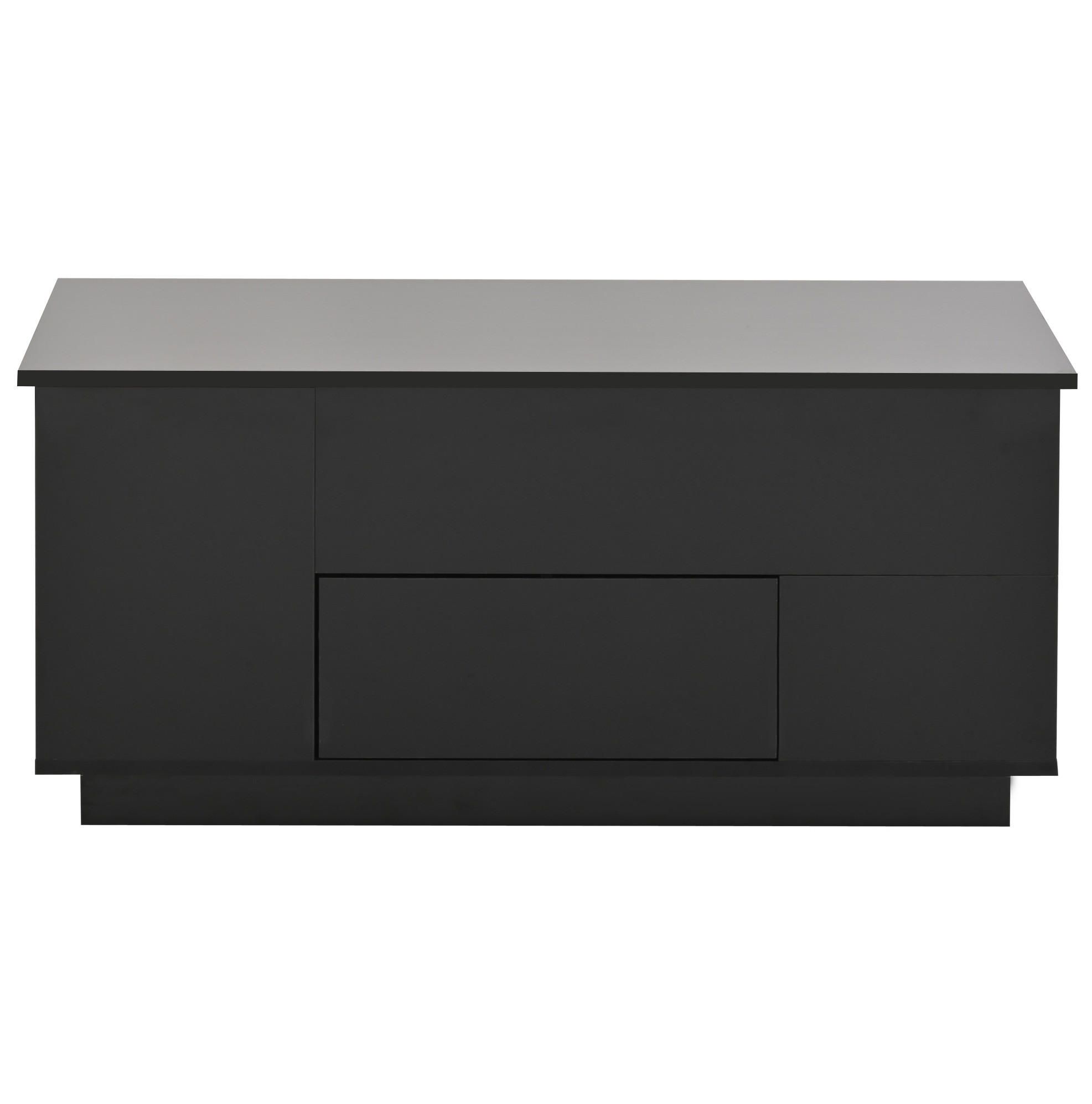 KLUB stolić 100/50/45 cm, crni, podizni s LED rasvjetom i spremištem - crna, drvni materijal (100/50/45cm) - Flora Grace