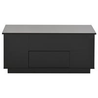COUCHTISCH 100/50/45 cm höhenverstellbar mit LED-Beleuchtung und 2 Hockern, Schwarz - Schwarz, Holzwerkstoff (100/50/45cm) - Flora Grace