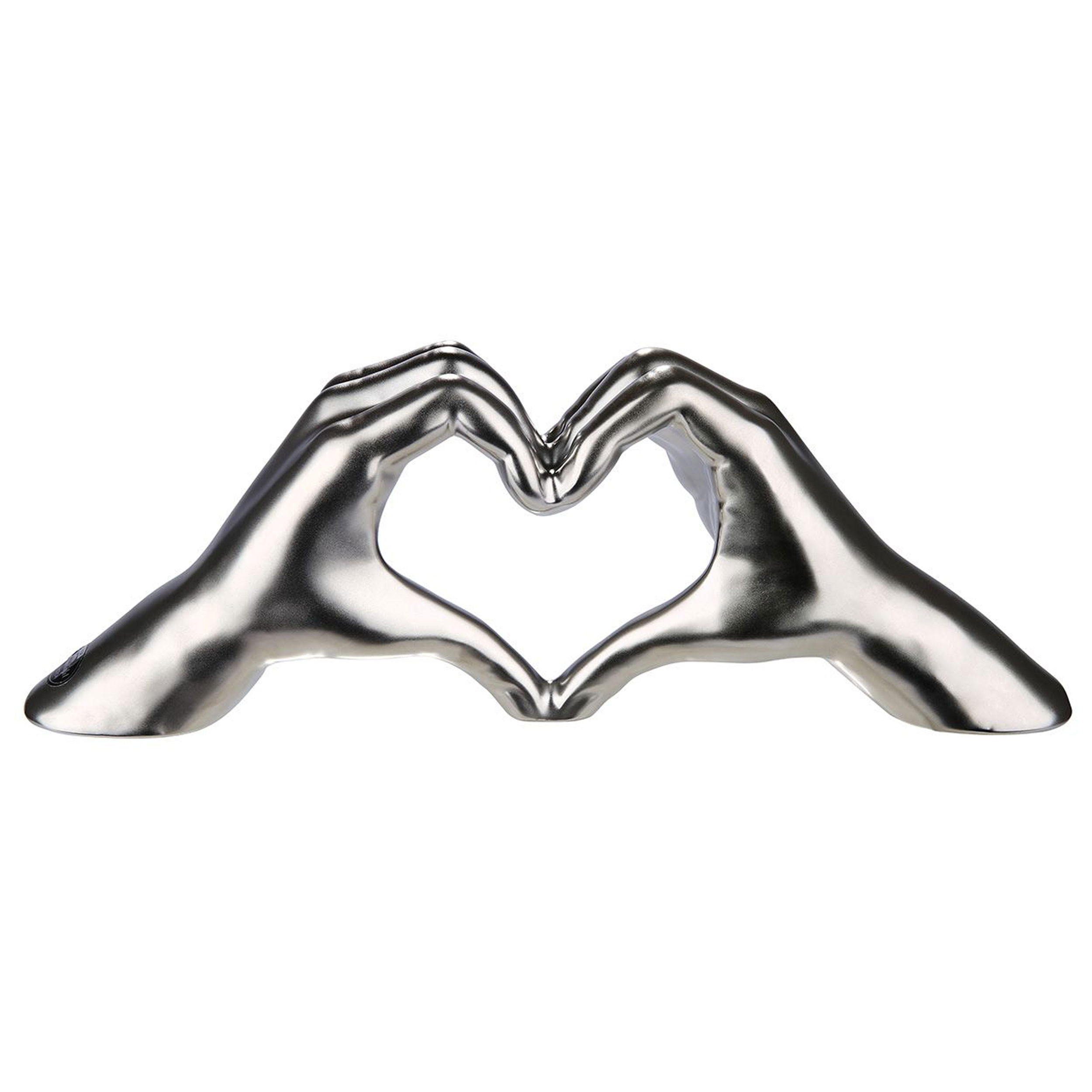 DEKOSKULPTUR Hand Heart, Keramik, Silber, H 11 cm - Silberfarben, Keramik (30/11/7cm) - Gilde