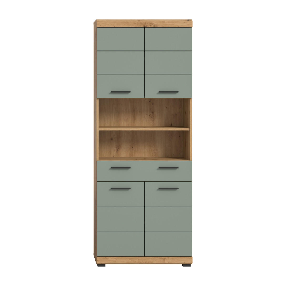 BADEZIMMERSÄULE mit 4 Türen und 1 Schublade 31/191/74 cm - Grün, Holzwerkstoff (31/191/80cm) - Calicosy