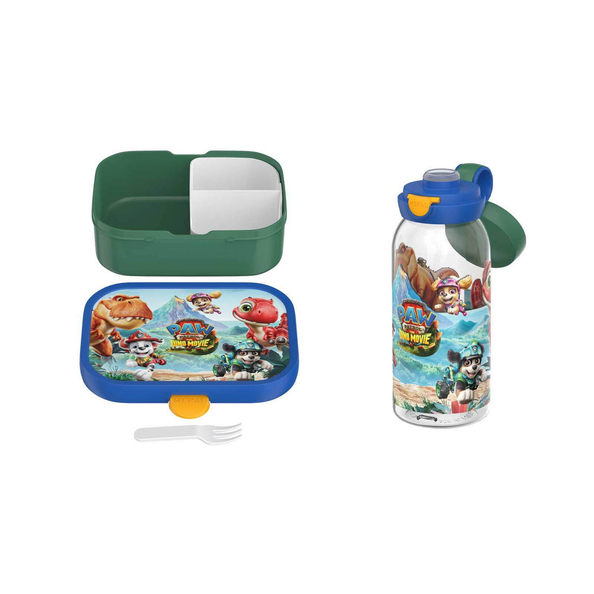 LUNCHSET (FLASCHE MIT KLAPPDECKEL) Campus Paw Patrol Dino 600 ml + 750 ml 2-tlg. - Multicolor, Kunststoff (10.8/21.8/21.8cm) - Mepal