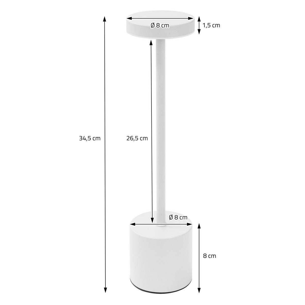 LED TISCHLAMPE kabellos Touch Weiß Ø8x34,5cm 3 Lichtfarben Dimmbar - Weiß, Kunststoff (8/8/34.5cm) - ML-DESIGN