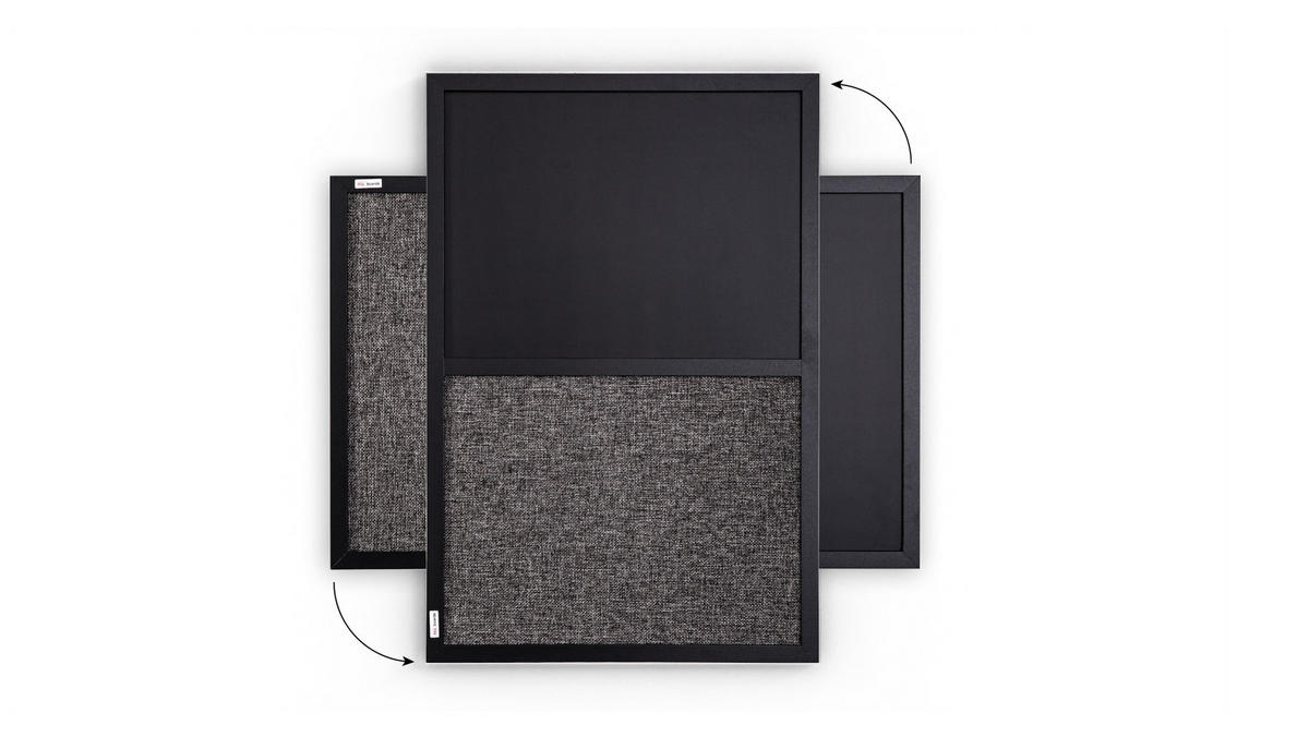 KOMBI-TAFEL magnetische Kreidetafel und Filz 60x40 cm, schwarz lackierter Holzrahmen - Schwarz/Grau, Holz (60/40/0.7cm) - ALLboards