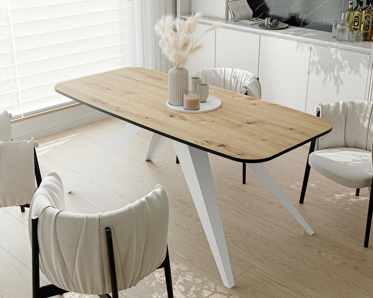 AUSZIEHTISCH FENTO 160/80/76 cm, Weiß / Artisan-Eiche - Weiß/Eiche Artisan, Holzwerkstoff/Metall (80/160/76cm) - Idohome