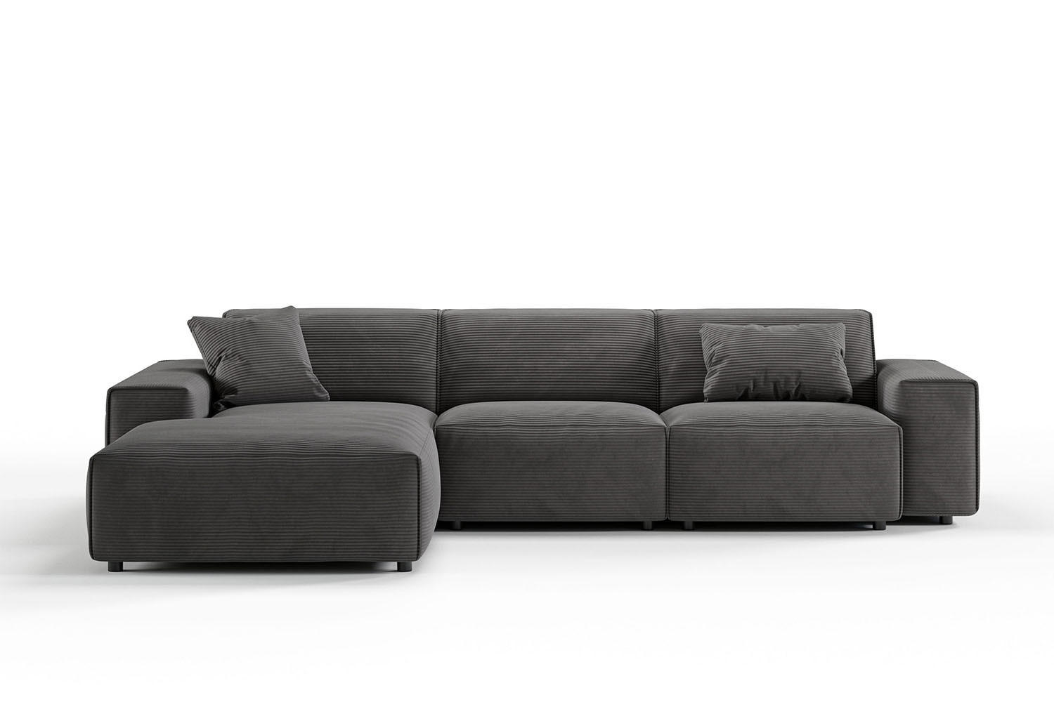 ECKSOFA RANI Grau Cord - Schwarz/Grau, Kunststoff/Textil (299/189cm) - KAWOLA