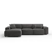 ECKSOFA RANI Grau Cord - Schwarz/Grau, Kunststoff/Textil (299/189cm) - KAWOLA