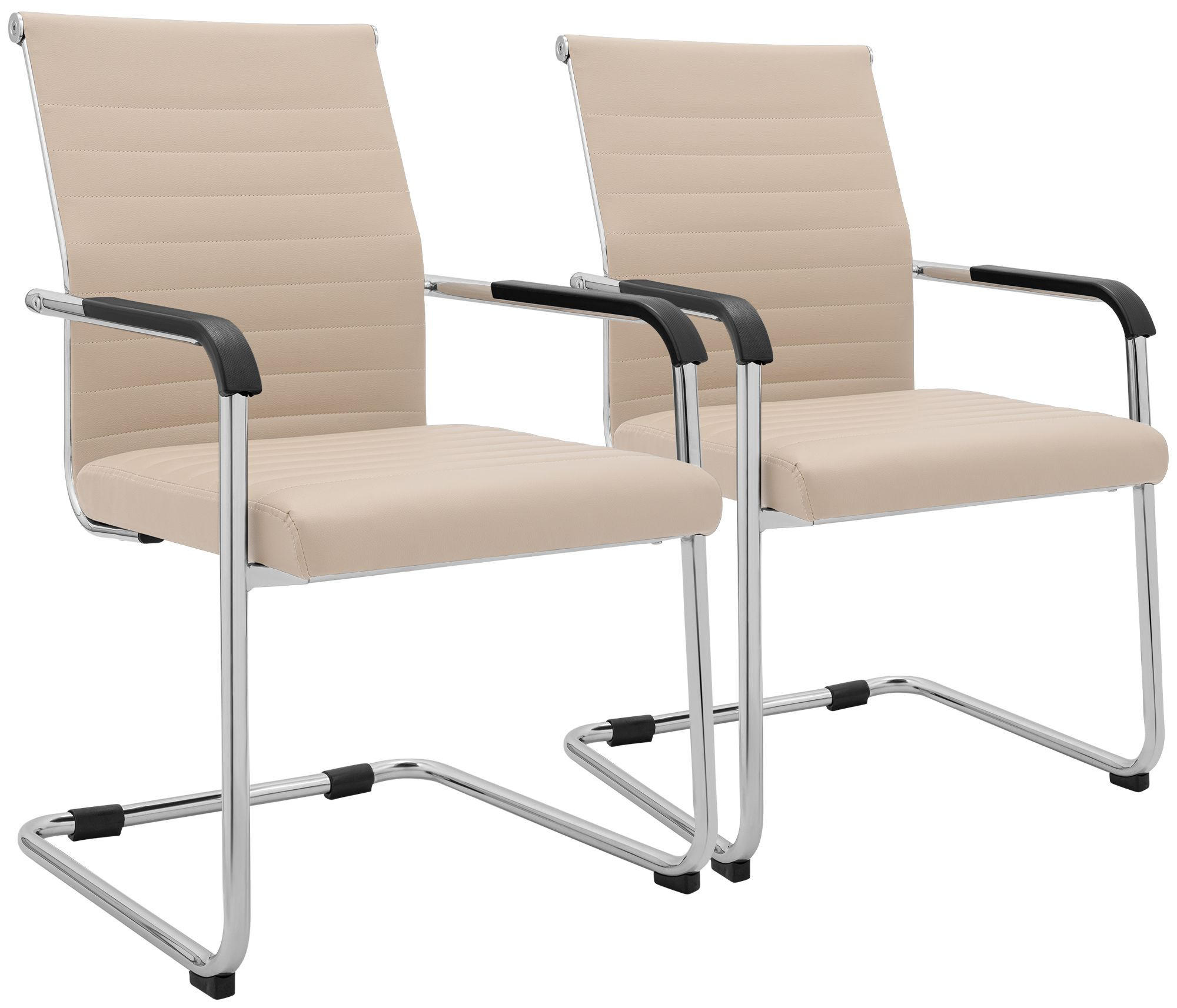 FRISTÅENDE svängstol Hakon i läderlook, set om 2 - Cremefärgad, Metall (55/90/62cm) - CLP