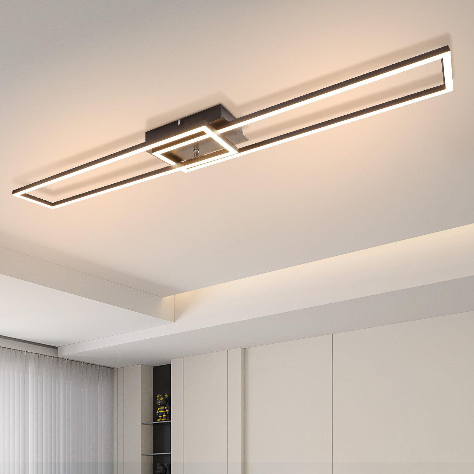 LED-DECKENLEUCHTE Marbut 102.5/18.5/7.3 cm - Schwarz, Metall (18.5/102.5/7.3cm) - Nettlife