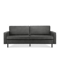3-SITZER-SOFA INVIA Klassische-Stil mit Armlehnen, Lederoptik-Stoff, dunkelgrau - Dunkelgrau/Schwarz, Textil (209/87/98cm) - KONSIMO®
