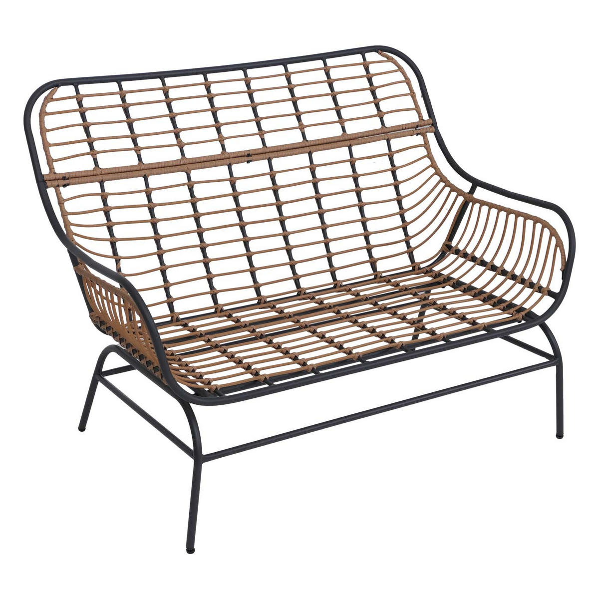 GARTENSOFA 2er Dunkelgrau Polster Hellgrau - Grau, Metall (121/93/87cm) - PROREGAL