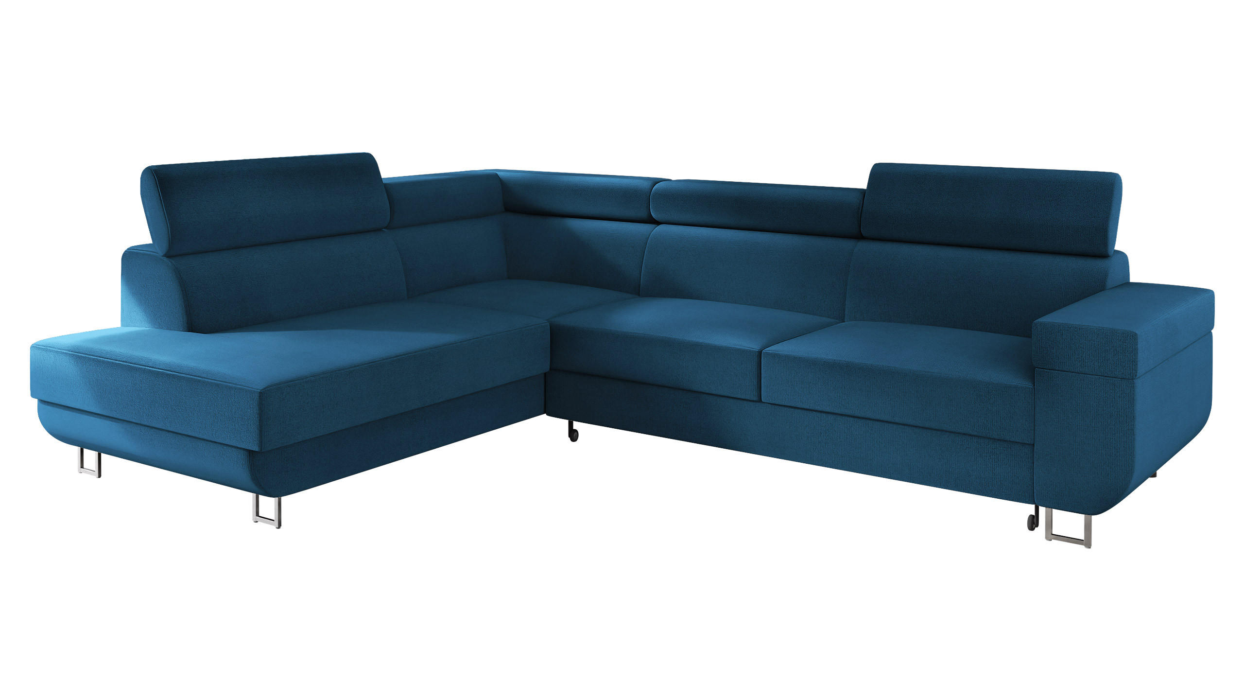 ECKSOFA Fonti, Seite: Links - Blau, Holz/Textil (253/188cm) - MIRJAN24