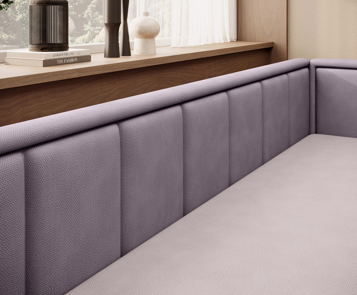 SCHLAFSOFA FULGEO mit Schlaffunktion & Bettkasten – Modernes 3-Sitzer Sofa, Liegefläche 200 x 150 cm - Pink, Kunststoff (214/82/77cm) - Wohnideebilder