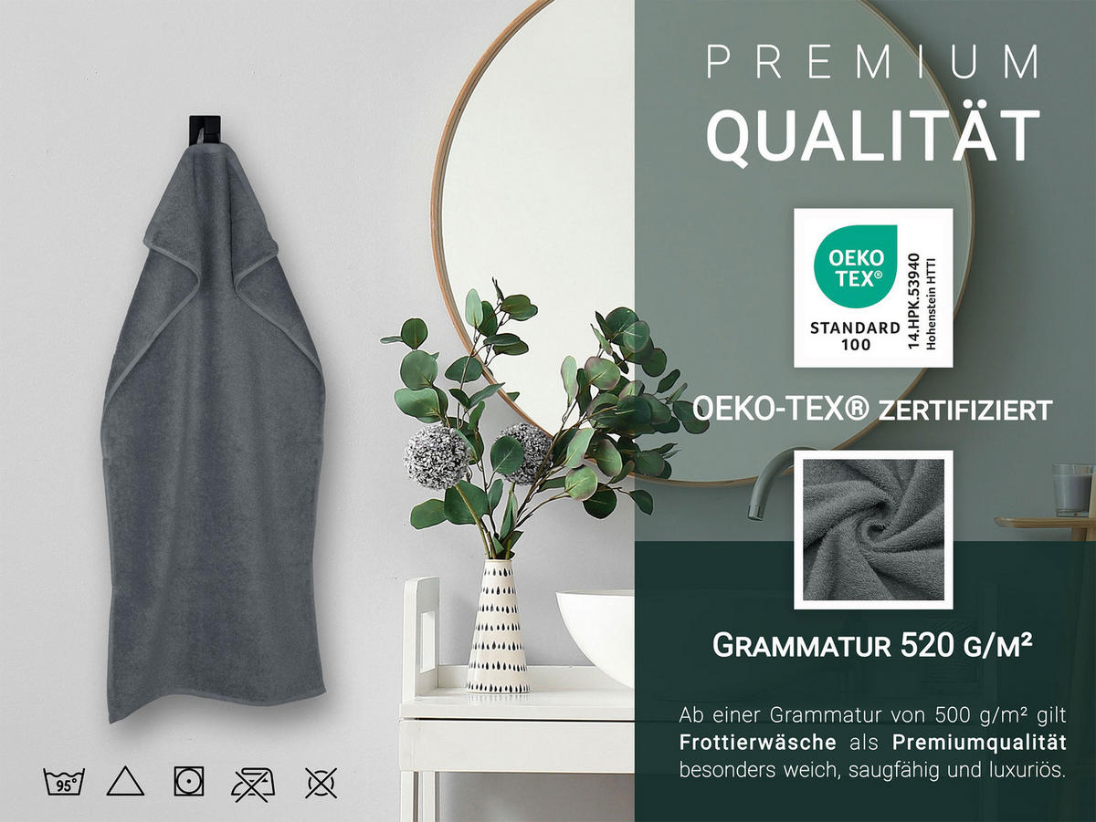 HANDTÜCHER, 6er-Set, 50x100 cm, 100% Baumwolle, Grau - Graphitfarben, Textil (50/100cm) - Zollner
