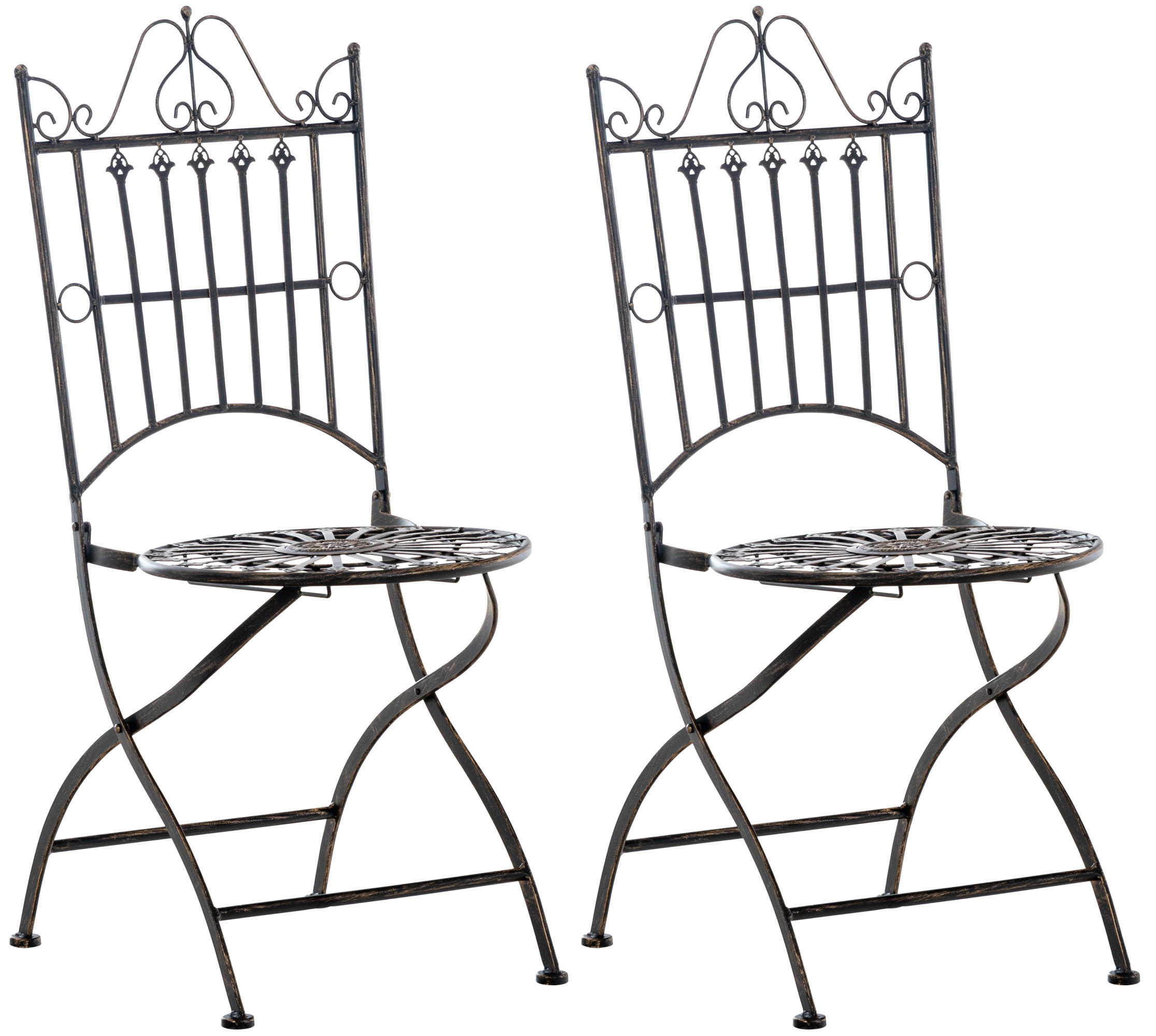 GARTENKLAPPSTUHL 2er Set Metall bronze - Bronzefarben, Metall (39/94/53cm) - CLP