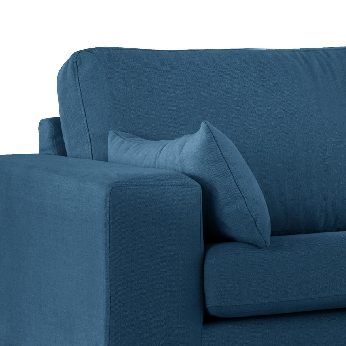 ECKSOFA mit Ottomane - Blau/Eichefarben, Naturmaterialien/Eichenholz (287/219cm) - home24