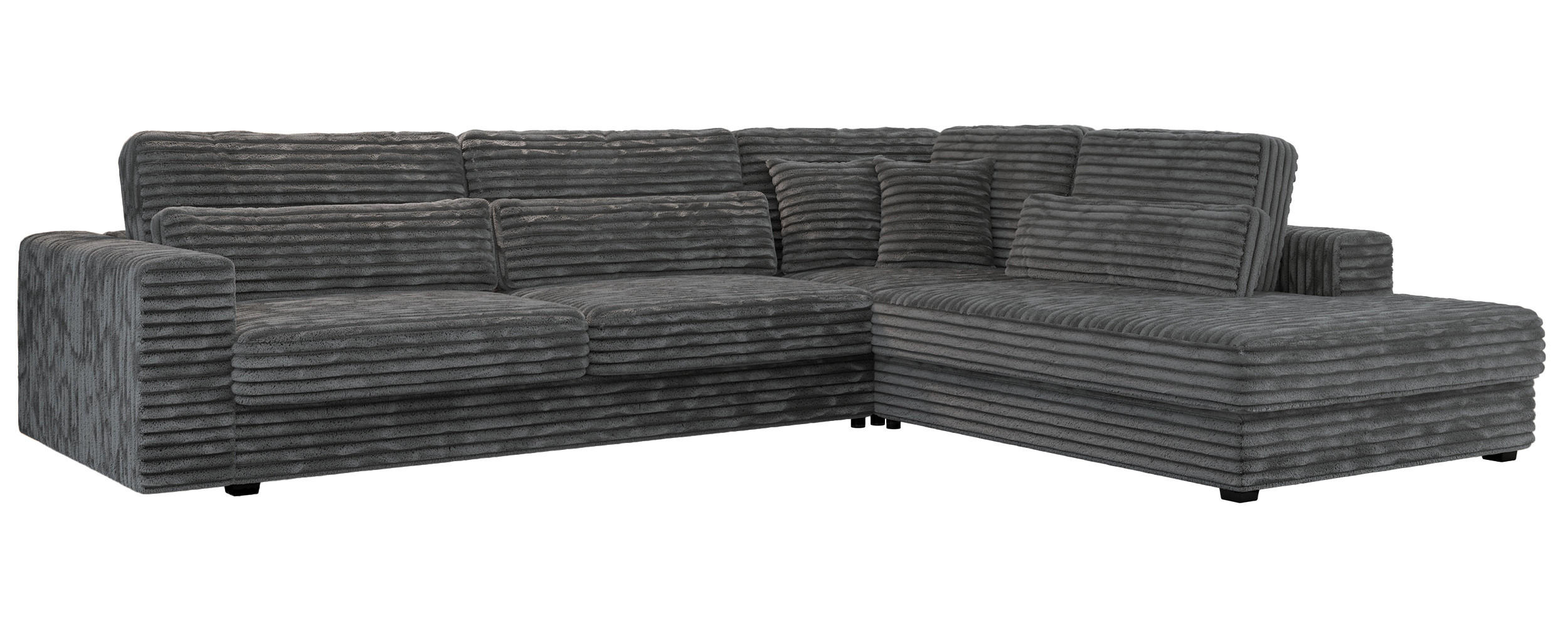ECKSOFA Savona Dunkelgrau breiter Cord - rechts - Dunkelgrau/Schwarz, Kunststoff/Textil (249/316cm) - MKS