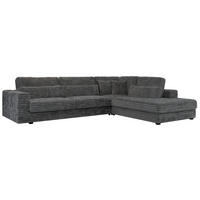ECKSOFA Savona Dunkelgrau breiter Cord - rechts - Dunkelgrau/Schwarz, Kunststoff/Textil (249/316cm) - MKS