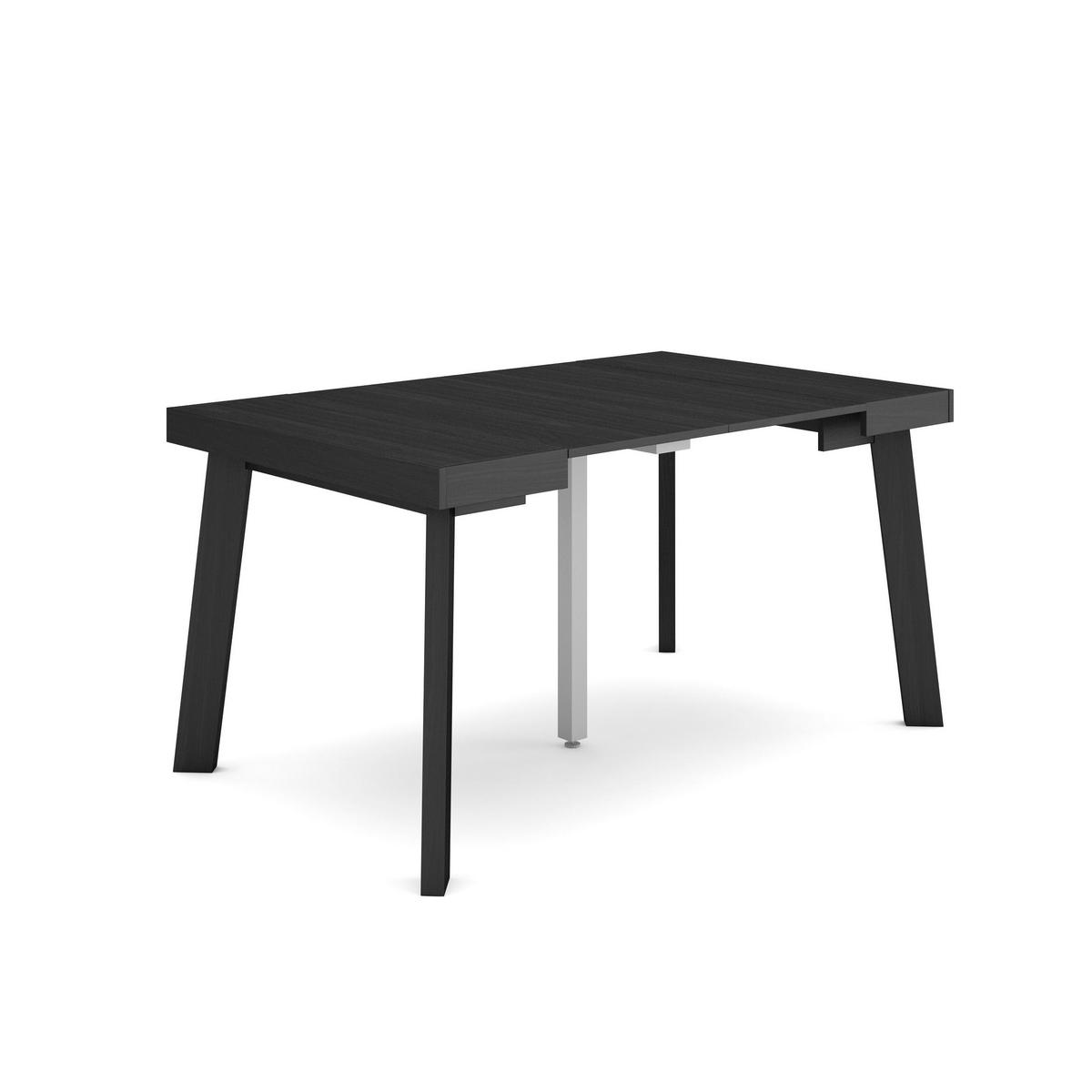 KONSOLENTISCH ausziehbar 58 bis 140cm, für 6 Gäste, schwarz, 90/58/73cm - Schwarz, Holzwerkstoff (90/140/73cm) - Skraut Home