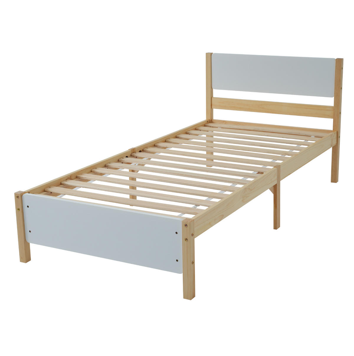 RÁMOVÁ posteľ, 90/200 cm biele/prírodné - prírodná farba, drevo (90/200cm) - BEAOK