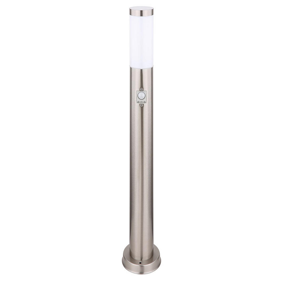 STEHLEUCHTE Edelstahl Silber mit Bewegungsmelder - Silberfarben, Metall (7.6/11/80cm)