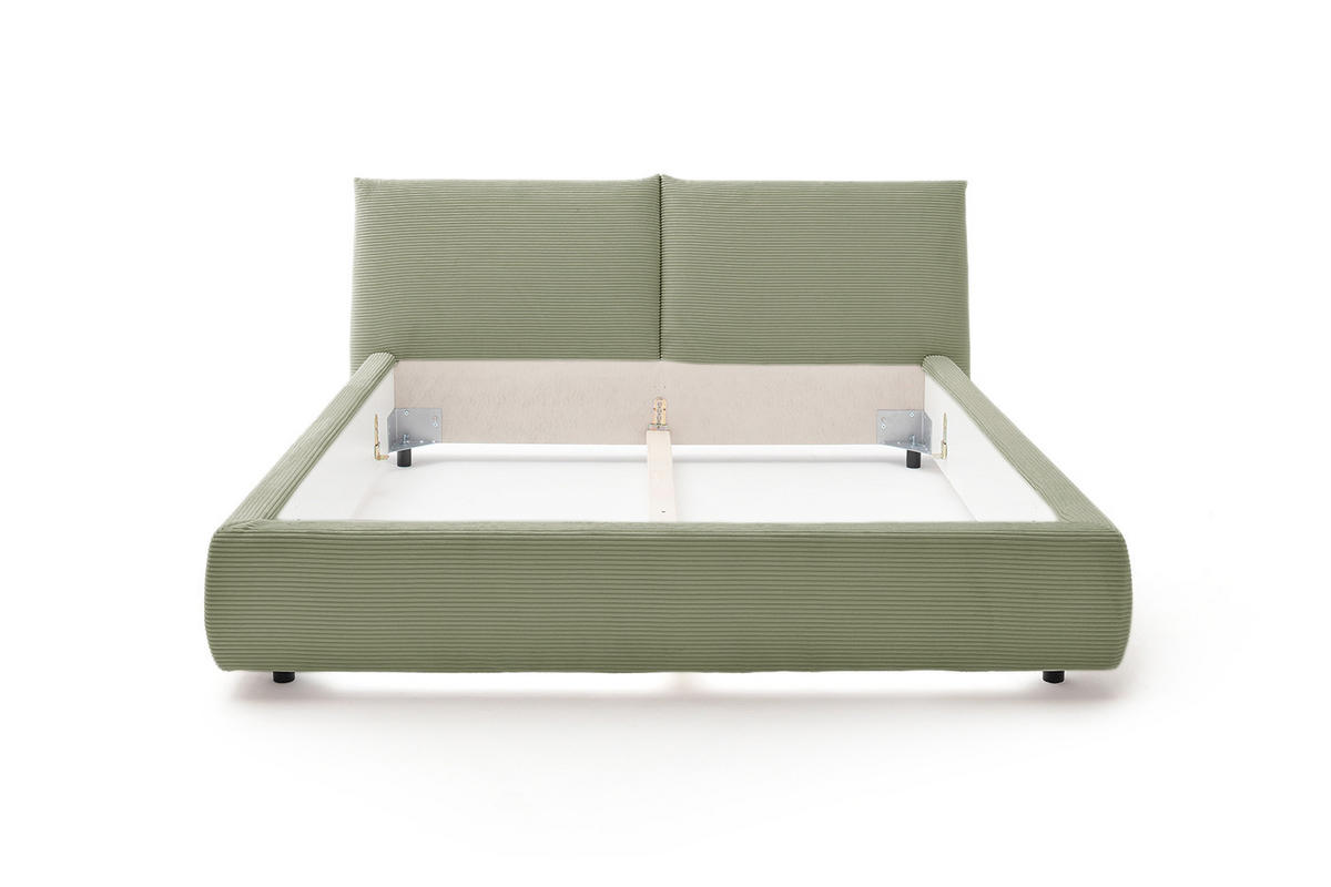 POLSTERBETT HENRY Grün Cord - Schwarz/Grün, Textil (200/200cm) - KAWOLA