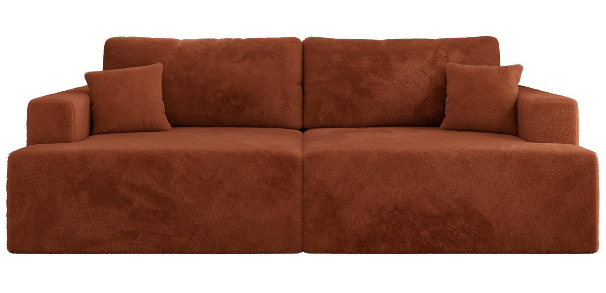 4-SITZER SOFA VIRELLA Orange Plüsch - Schwarz/Orange, Textil (240/88/115cm) - MKS