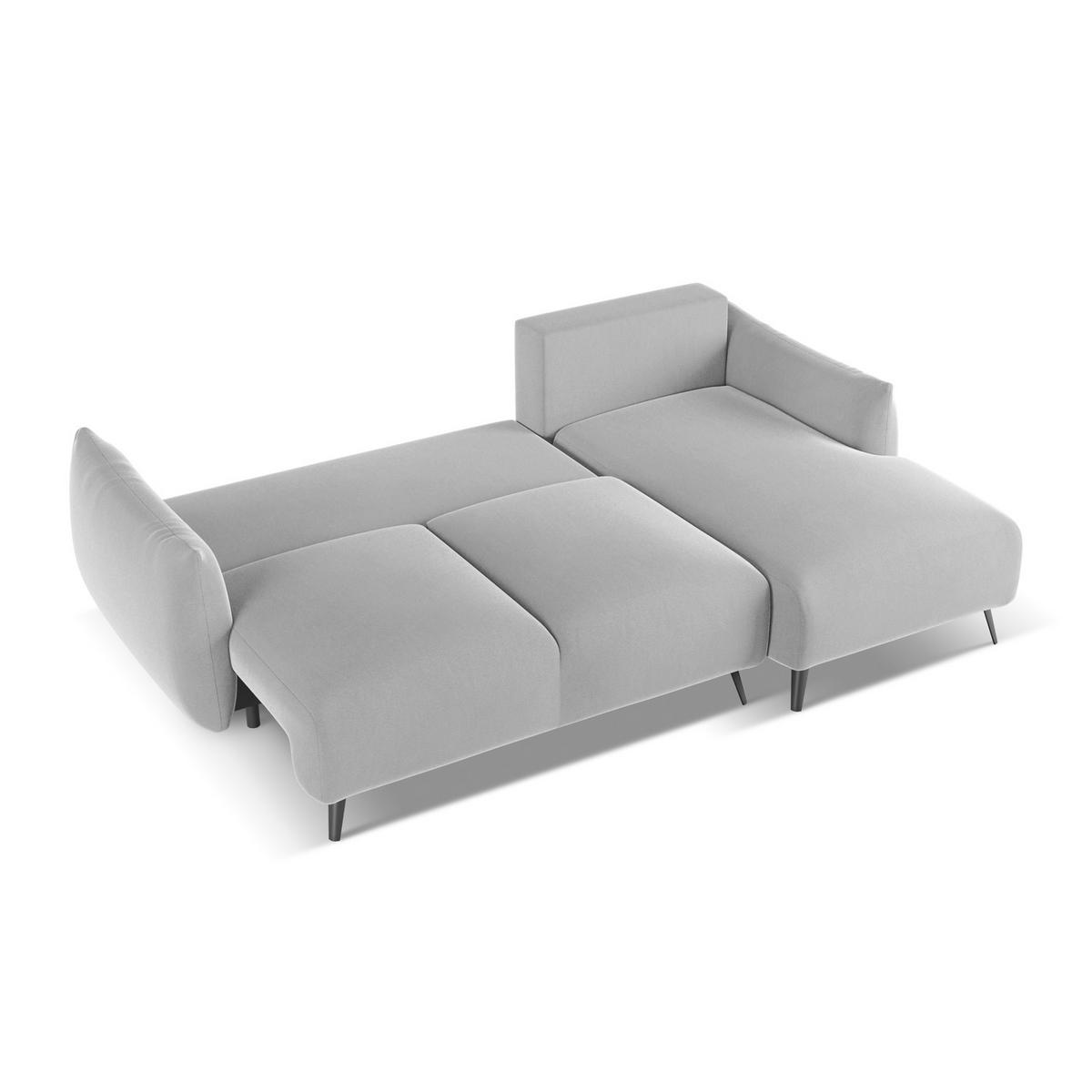 ECKSOFA mit Schlaffunktion Samt Stoff Grau - Schwarz/Grau, Textil/Metall (242/162cm) - LaMiaSofa
