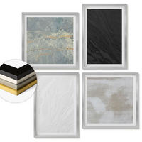 WANDBILDER 4er Set - 50x50 cm & 40x60 cm Silberner Rahmen - Steintexturen - Silberfarben, Kunststoff (50/50cm) - ArtPrintCave