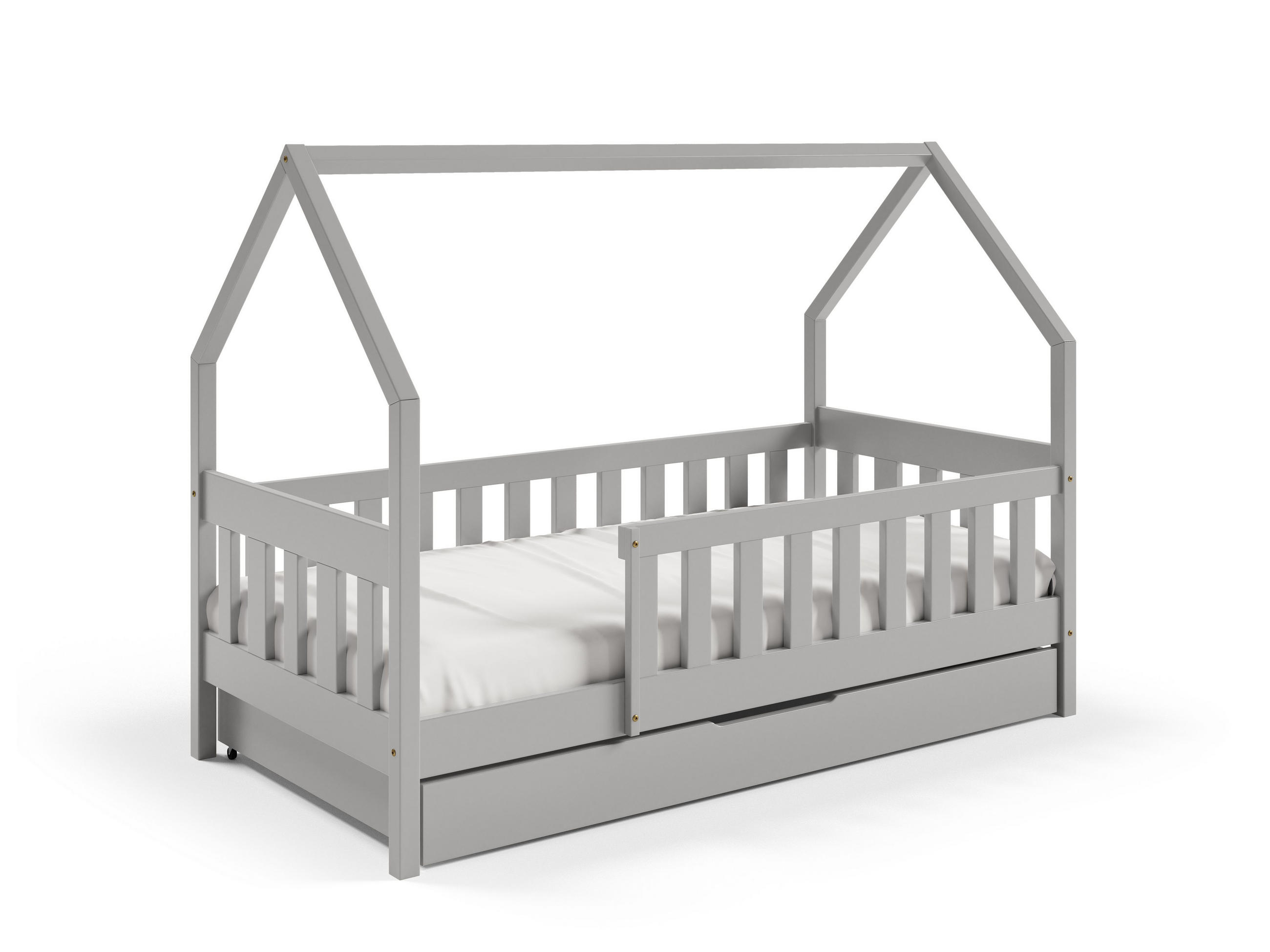 KINDERBETT BELLA mit Bettkasten 80x160 cm Hellgrau - Hellgrau, Holz (80/160cm) - MASSENO