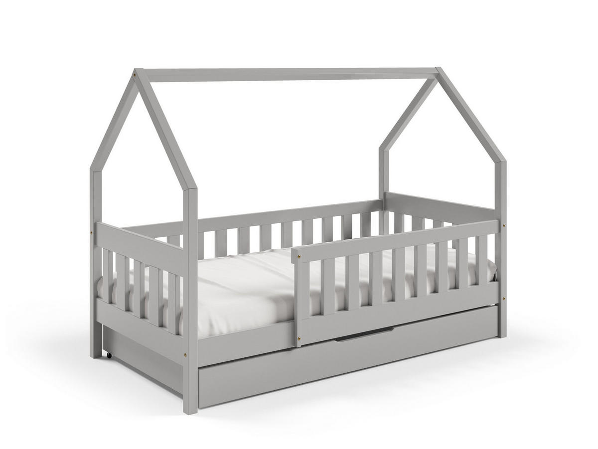 KINDERBETT BELLA mit Bettkasten 80x160 cm Hellgrau - Hellgrau, Holz (80/160cm) - MASSENO