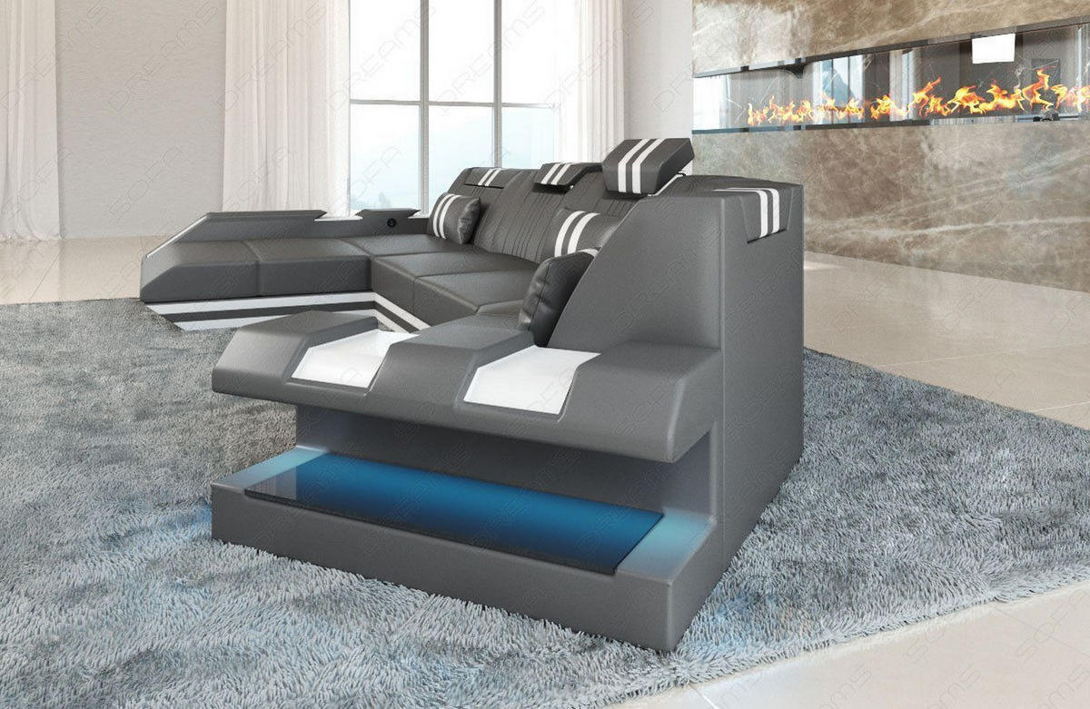 WOHNLANDSCHAFT Apollonia C - Grau, Leder (420/78/190cm) - Sofa Dreams
